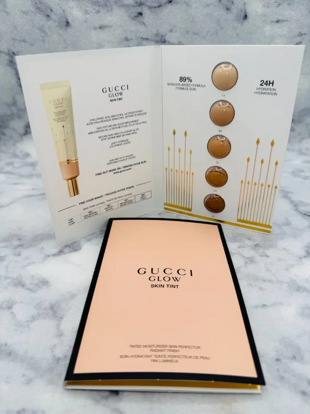 Gucci Beauty Gift Set-5XGlow Tinted Moisturizer Skin Perfector,5 Shades,2pc-NEW